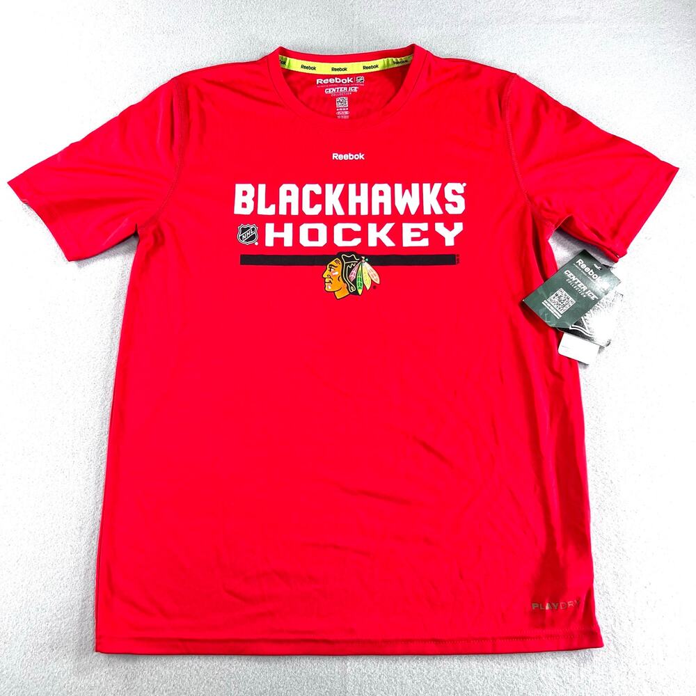 NWT Reebok NHL Chicago Blackhawks Center Ice PlayDry Shirt Youth XL (18) Red New